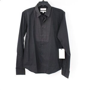 NWT shoreditch tuxedo shirt Men's medium long sleeve black slim fit cotton bib